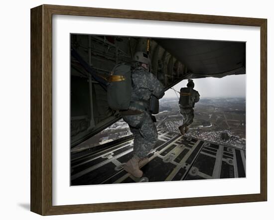 Soldiers Jump from a C-130 Aircraft Over Germany-Stocktrek Images-Framed Photographic Print