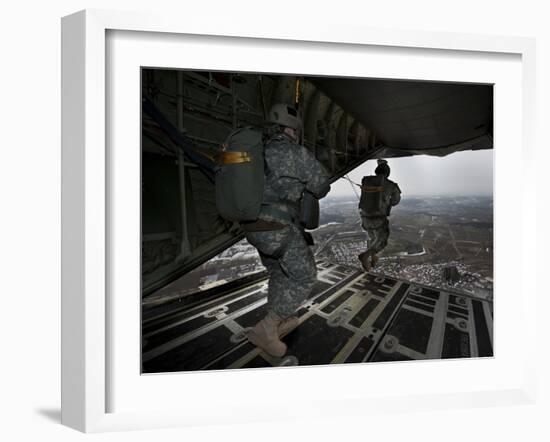 Soldiers Jump from a C-130 Aircraft Over Germany-Stocktrek Images-Framed Photographic Print