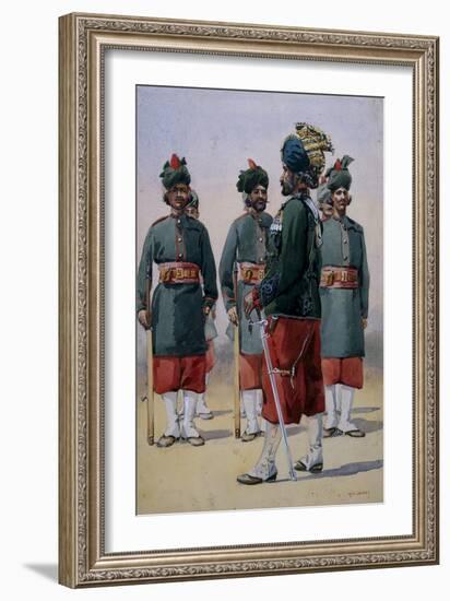 Soldiers of the 127th Queen Mary's Own Baluch Light Infantry, Illustration for 'Armies of India'…-Alfred Crowdy Lovett-Framed Giclee Print