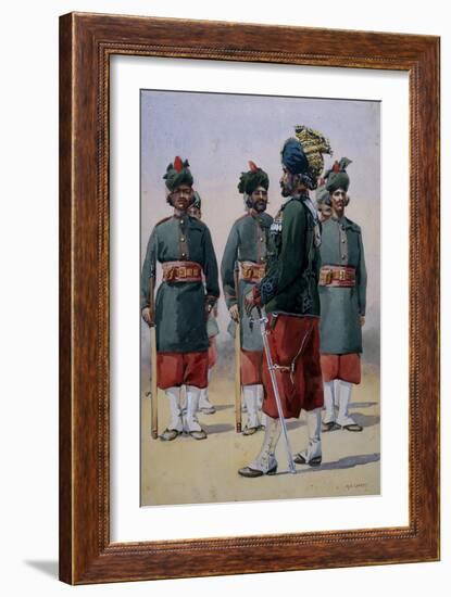 Soldiers of the 127th Queen Mary's Own Baluch Light Infantry, Illustration for 'Armies of India'…-Alfred Crowdy Lovett-Framed Giclee Print