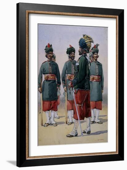 Soldiers of the 127th Queen Mary's Own Baluch Light Infantry, Illustration for 'Armies of India'…-Alfred Crowdy Lovett-Framed Giclee Print