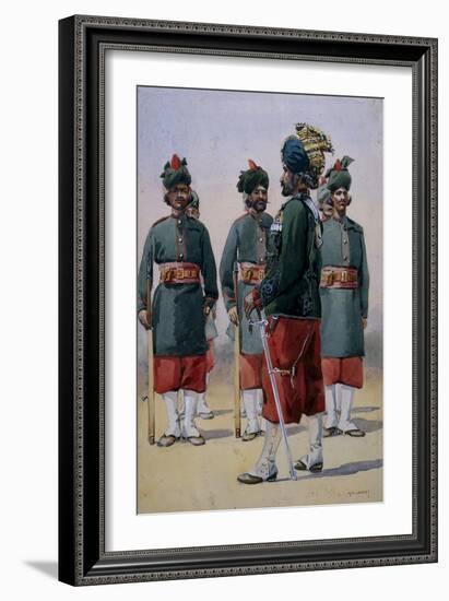 Soldiers of the 127th Queen Mary's Own Baluch Light Infantry, Illustration for 'Armies of India'…-Alfred Crowdy Lovett-Framed Giclee Print