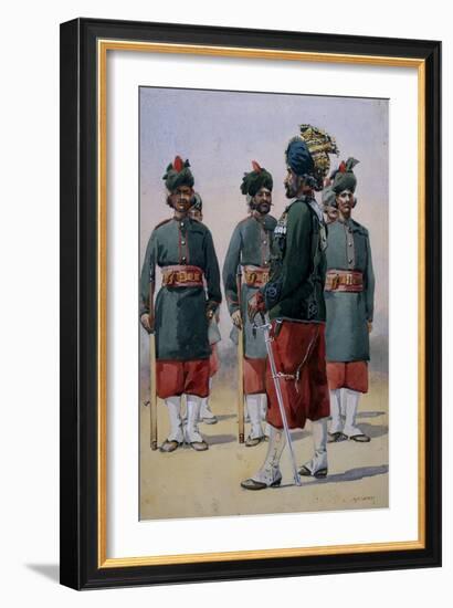 Soldiers of the 127th Queen Mary's Own Baluch Light Infantry, Illustration for 'Armies of India'…-Alfred Crowdy Lovett-Framed Giclee Print