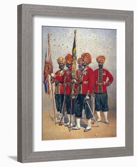 Soldiers of the 15th Ludhiana Sikhs, Illustration for 'Armies of India' by Major G.F. MacMunn,…-Alfred Crowdy Lovett-Framed Giclee Print