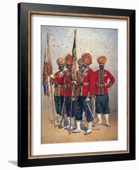 Soldiers of the 15th Ludhiana Sikhs, Illustration for 'Armies of India' by Major G.F. MacMunn,…-Alfred Crowdy Lovett-Framed Giclee Print