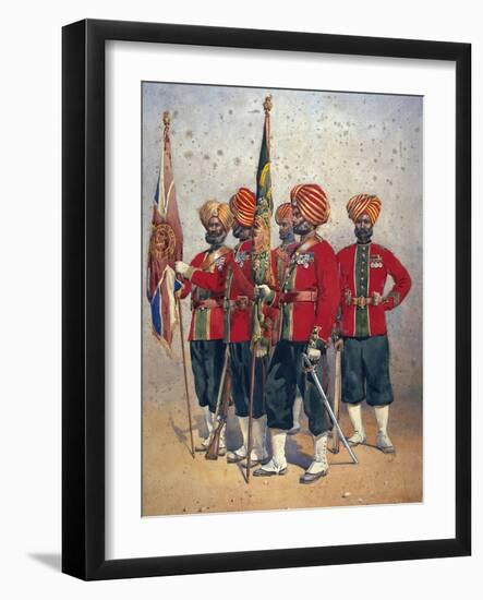 Soldiers of the 15th Ludhiana Sikhs, Illustration for 'Armies of India' by Major G.F. MacMunn,…-Alfred Crowdy Lovett-Framed Giclee Print