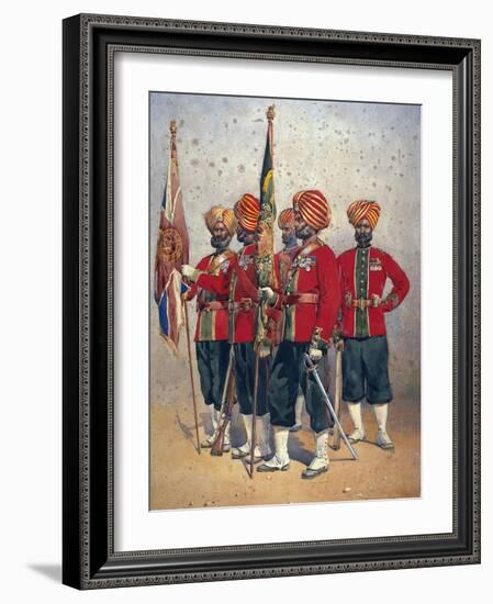 Soldiers of the 15th Ludhiana Sikhs, Illustration for 'Armies of India' by Major G.F. MacMunn,…-Alfred Crowdy Lovett-Framed Giclee Print