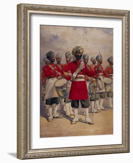 Soldiers of the 45th Rattray's Sikhs 'The Drums' Jat Sikhs, Illustration for 'Armies of India' by…-Alfred Crowdy Lovett-Framed Giclee Print