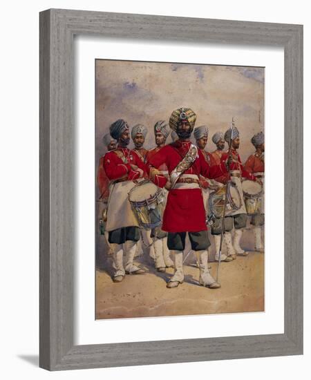 Soldiers of the 45th Rattray's Sikhs 'The Drums' Jat Sikhs, Illustration for 'Armies of India' by…-Alfred Crowdy Lovett-Framed Giclee Print