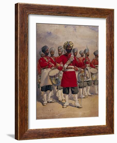 Soldiers of the 45th Rattray's Sikhs 'The Drums' Jat Sikhs, Illustration for 'Armies of India' by…-Alfred Crowdy Lovett-Framed Giclee Print