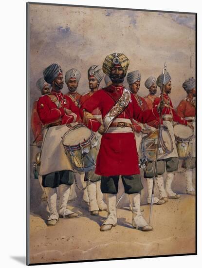 Soldiers of the 45th Rattray's Sikhs 'The Drums' Jat Sikhs, Illustration for 'Armies of India' by…-Alfred Crowdy Lovett-Mounted Giclee Print