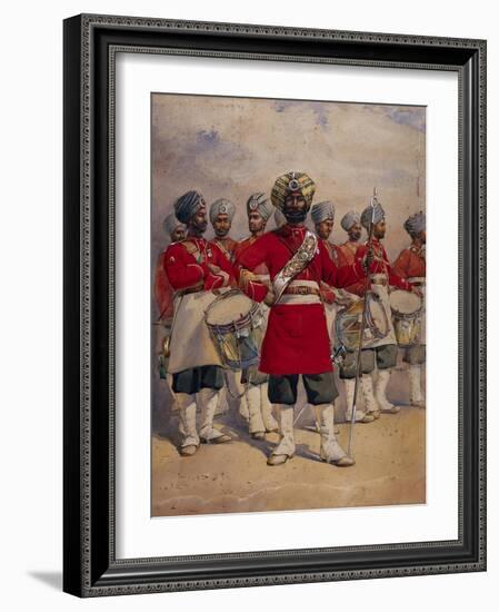 Soldiers of the 45th Rattray's Sikhs 'The Drums' Jat Sikhs, Illustration for 'Armies of India' by…-Alfred Crowdy Lovett-Framed Giclee Print