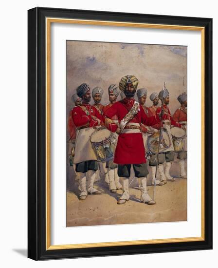 Soldiers of the 45th Rattray's Sikhs 'The Drums' Jat Sikhs, Illustration for 'Armies of India' by…-Alfred Crowdy Lovett-Framed Giclee Print