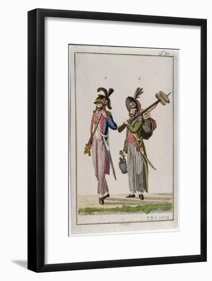 Soldiers of the French Revolution Carrying Bayonets in 1793-null-Framed Giclee Print