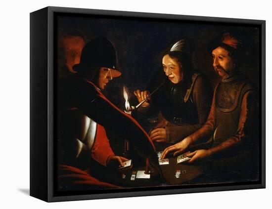 Soldiers Playing Cards, 17th Century-Georges de La Tour-Framed Premier Image Canvas