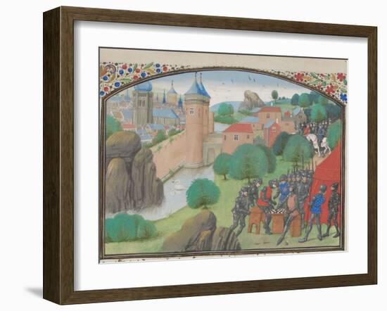 Soldiers Playing Dice before the City of Caesarea, Miniature from the Historia by William of Tyre-null-Framed Giclee Print