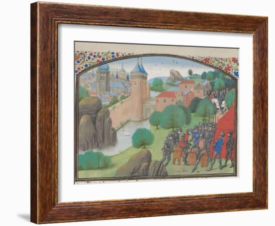 Soldiers Playing Dice before the City of Caesarea, Miniature from the Historia by William of Tyre-null-Framed Giclee Print