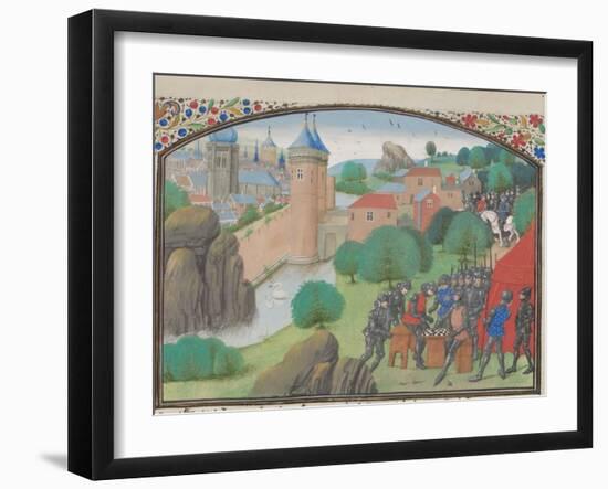 Soldiers Playing Dice before the City of Caesarea, Miniature from the Historia by William of Tyre-null-Framed Giclee Print