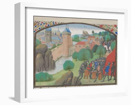 Soldiers Playing Dice before the City of Caesarea, Miniature from the Historia by William of Tyre-null-Framed Giclee Print