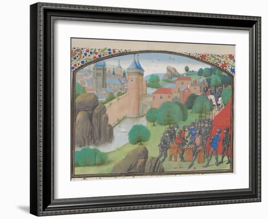 Soldiers Playing Dice before the City of Caesarea, Miniature from the Historia by William of Tyre-null-Framed Giclee Print