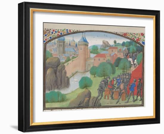 Soldiers Playing Dice before the City of Caesarea, Miniature from the Historia by William of Tyre-null-Framed Giclee Print