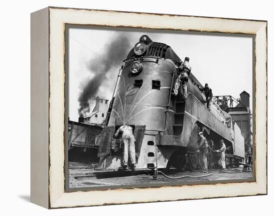 Soldiers Working on Locomotive-Myron Davis-Framed Premier Image Canvas