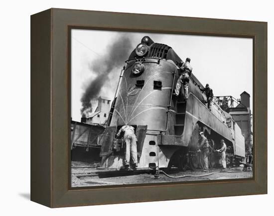 Soldiers Working on Locomotive-Myron Davis-Framed Premier Image Canvas