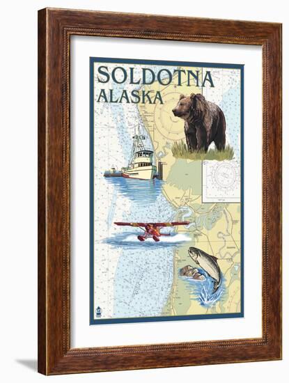 Soldotna, Alaska - Nautical Chart-Lantern Press-Framed Art Print