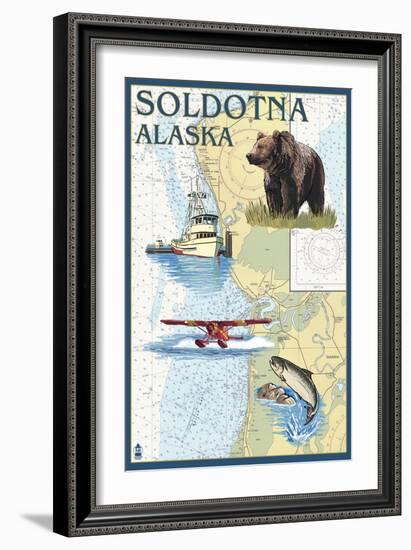 Soldotna, Alaska - Nautical Chart-Lantern Press-Framed Art Print