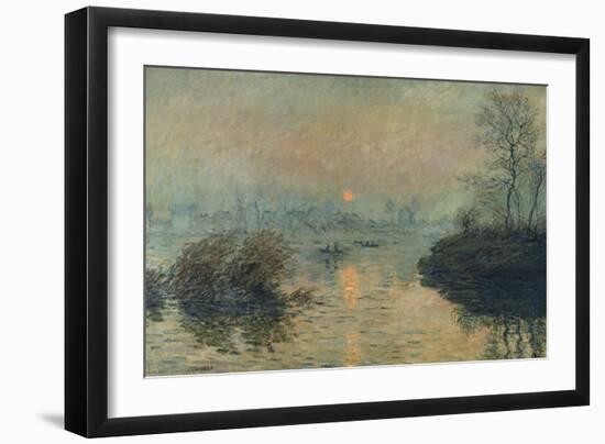 Soleil couchant à Lavacourt, effet d'hiver-Claude Monet-Framed Giclee Print