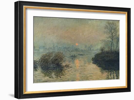 Soleil couchant à Lavacourt, effet d'hiver-Claude Monet-Framed Giclee Print