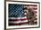 Solider Statue and American Flag by Identical Exposure Poster-null-Framed Photo