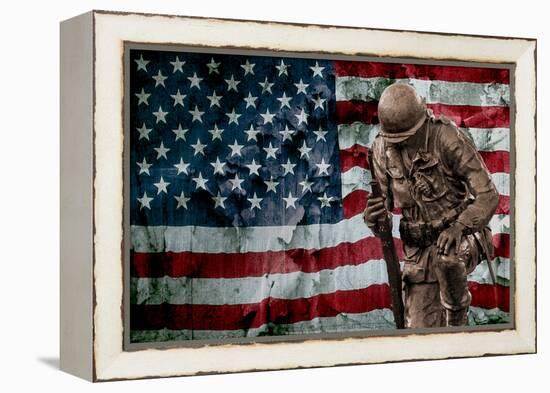 Solider Statue and American Flag by Identical Exposure-null-Framed Stretched Canvas