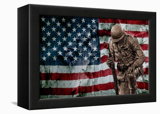 Solider Statue and American Flag by Identical Exposure-null-Framed Stretched Canvas