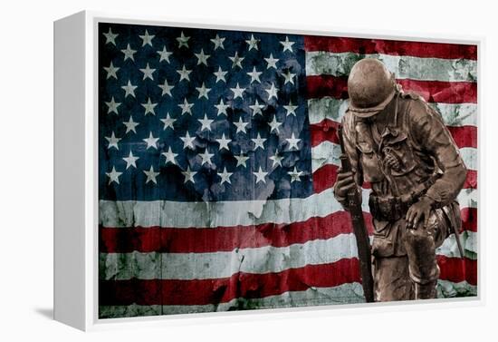 Solider Statue and American Flag by Identical Exposure-null-Framed Stretched Canvas