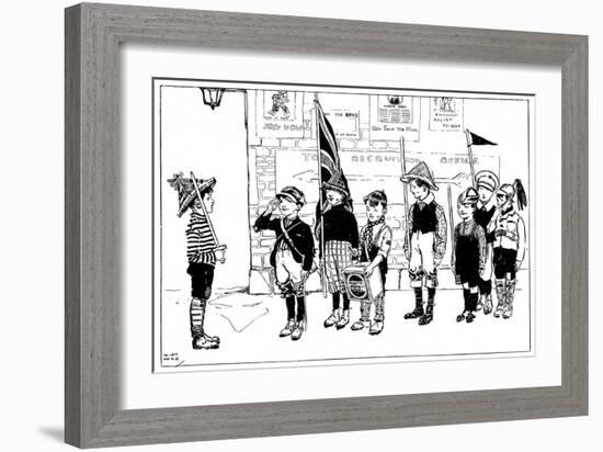 Soliders of the King, Children Playing at War, WW1-Helen Mckie-Framed Art Print