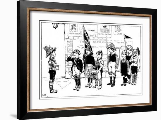 Soliders of the King, Children Playing at War, WW1-Helen Mckie-Framed Art Print