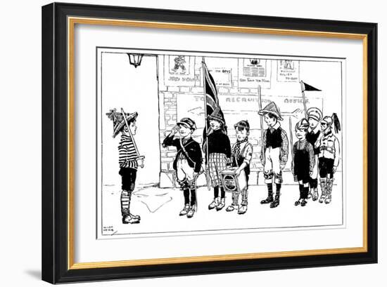 Soliders of the King, Children Playing at War, WW1-Helen Mckie-Framed Art Print