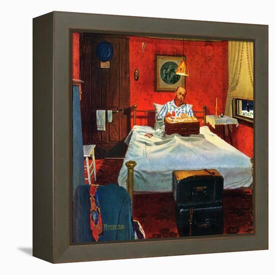 "Solitaire", August 19,1950-Norman Rockwell-Framed Premier Image Canvas