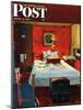 "Solitaire" Saturday Evening Post Cover, August 19,1950-Norman Rockwell-Mounted Premium Giclee Print