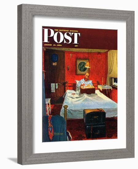 "Solitaire" Saturday Evening Post Cover, August 19,1950-Norman Rockwell-Framed Giclee Print