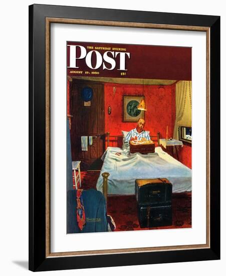 "Solitaire" Saturday Evening Post Cover, August 19,1950-Norman Rockwell-Framed Giclee Print