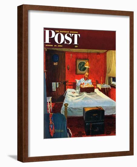 "Solitaire" Saturday Evening Post Cover, August 19,1950-Norman Rockwell-Framed Giclee Print