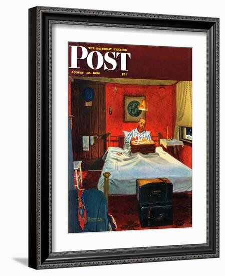 "Solitaire" Saturday Evening Post Cover, August 19,1950-Norman Rockwell-Framed Giclee Print