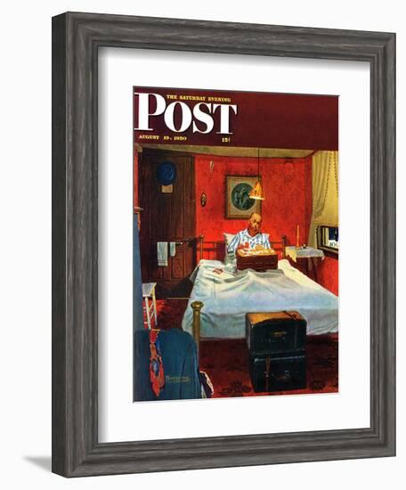 "Solitaire" Saturday Evening Post Cover, August 19,1950-Norman Rockwell-Framed Giclee Print