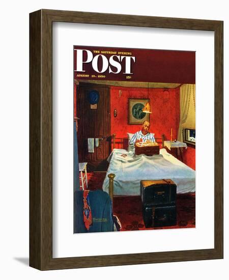 "Solitaire" Saturday Evening Post Cover, August 19,1950-Norman Rockwell-Framed Giclee Print