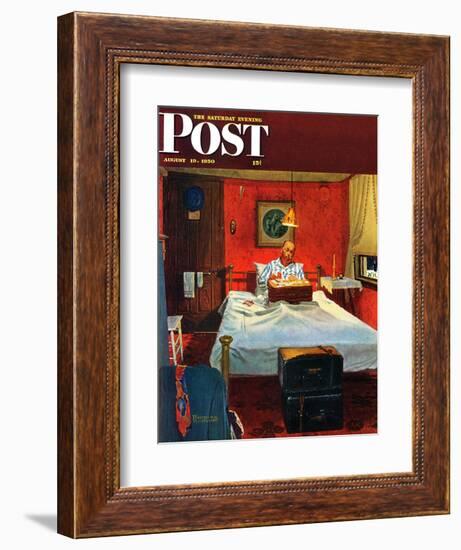 "Solitaire" Saturday Evening Post Cover, August 19,1950-Norman Rockwell-Framed Giclee Print