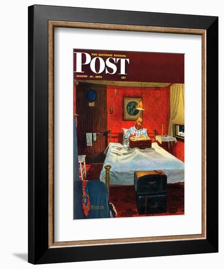 "Solitaire" Saturday Evening Post Cover, August 19,1950-Norman Rockwell-Framed Giclee Print