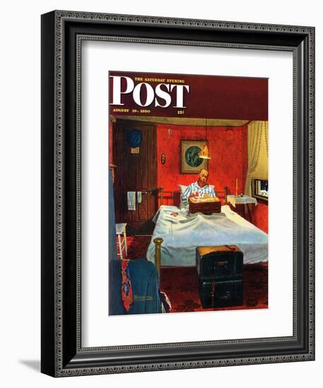 "Solitaire" Saturday Evening Post Cover, August 19,1950-Norman Rockwell-Framed Giclee Print