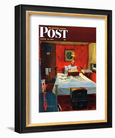 "Solitaire" Saturday Evening Post Cover, August 19,1950-Norman Rockwell-Framed Giclee Print